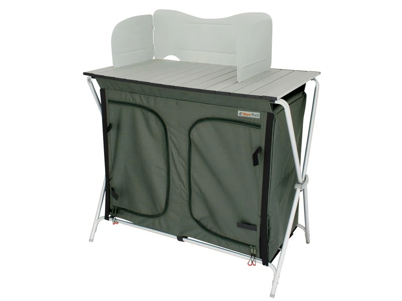 Eurotrail Kookeiland Mayet Vouwbaar + Windscherm Grijs-Zwart 4 Eurotrail Kookeiland Mayet Vouwbaar + Windscherm Grijs-Zwart - Afbeelding 2